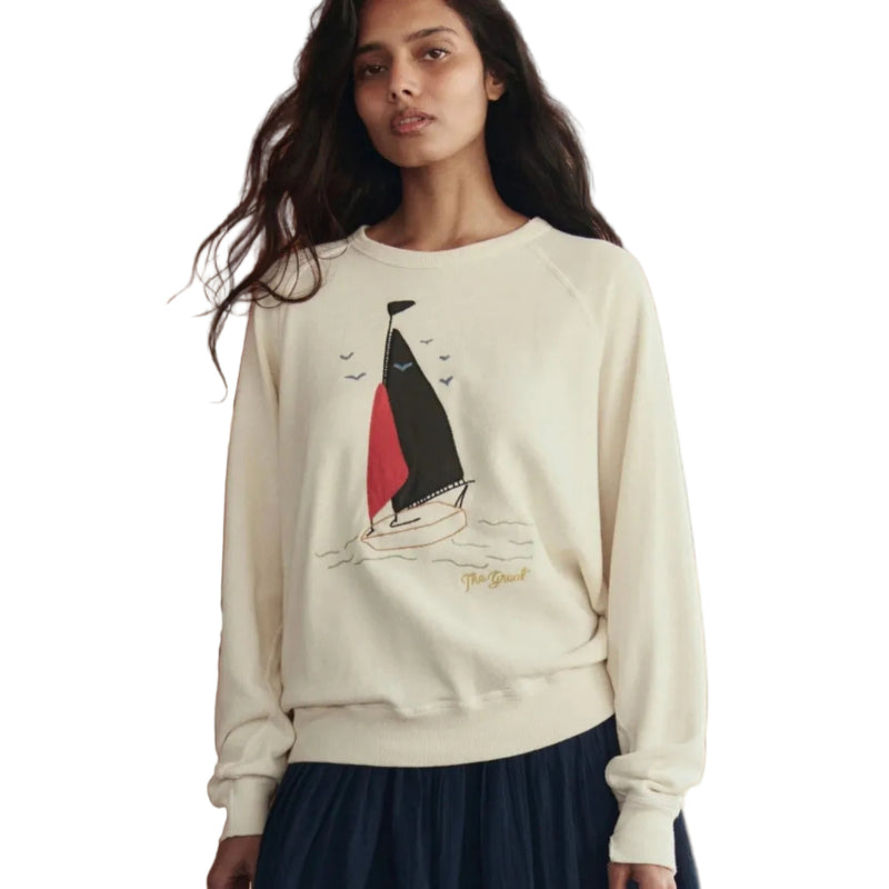 The College Sweatshirt w/ Sailing Boat Applique