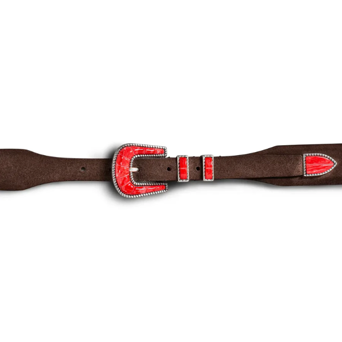 Crazy Color Silver Red Brown Suede