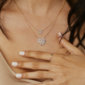 14K Classic Multi Colored Heart Necklace