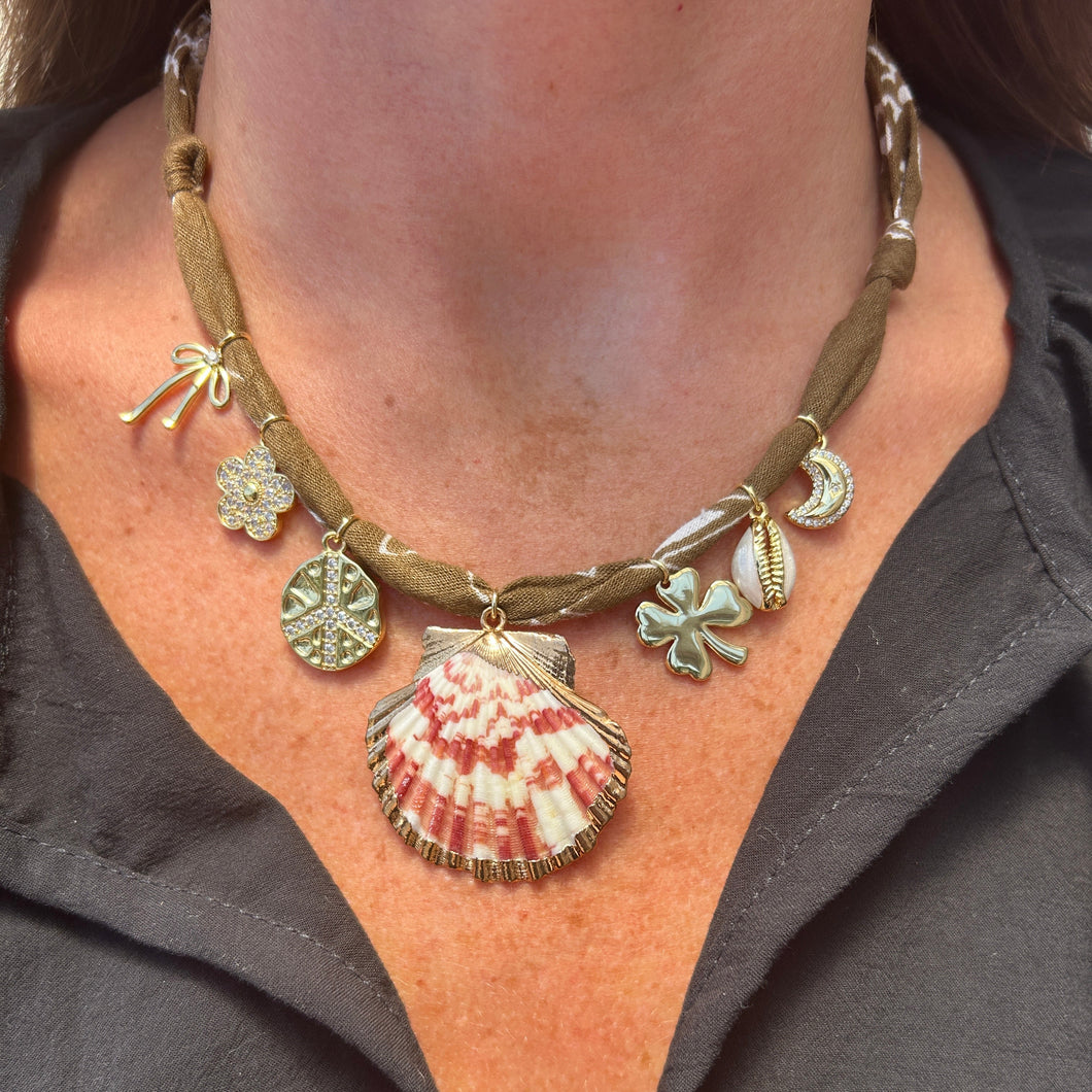 Brown Shell Bandana Necklace