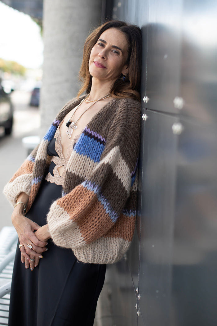 Chunky Alcapa Stripes Bomber Cardigan — Pink Lagoon Boutique, Solana Beach