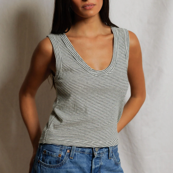 Vicky Stripe Hemp Milk Cotton Tank — Pink Lagoon Boutique, Solana Beach