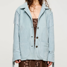 Load image into Gallery viewer, Light Blue Sky Suede Jacket
