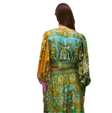 Load image into Gallery viewer, Clemenza Spliced Crop Silk Blouse

