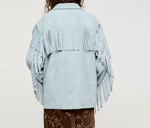 Load image into Gallery viewer, Light Blue Sky Suede Jacket
