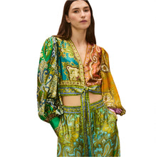 Load image into Gallery viewer, Clemenza Spliced Crop Silk Blouse
