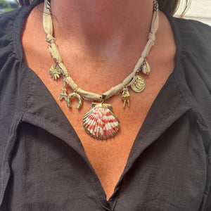 Beige Shell Bandana Necklace