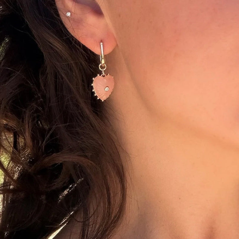 Isabel Pink Jade Heart Earrings alternate view