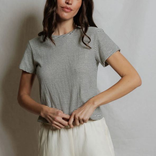 Vivian Stripe Hemp Milk Cotton Tee