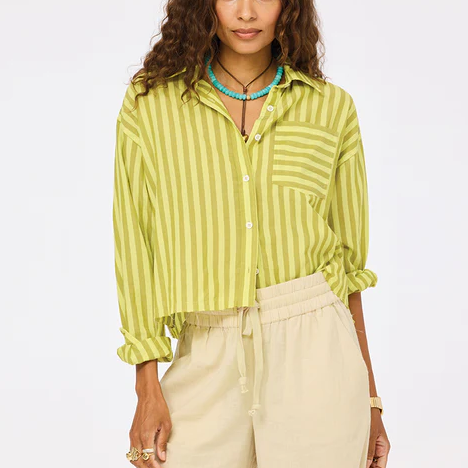 Tia Faded Stripe Shirt — Pink Lagoon Boutique, Solana Beach