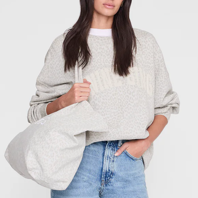 Miles Sweatshirt  Anine Bing Washed White Leopard
