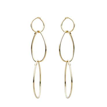 14K YG Triple Hoop Earr – Pink Lagoon