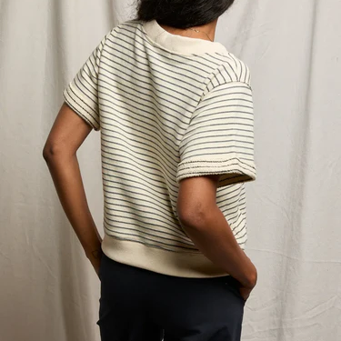 Briggs French Terry Stripe Vneck Short Sleeve Sweatshirt alternate view