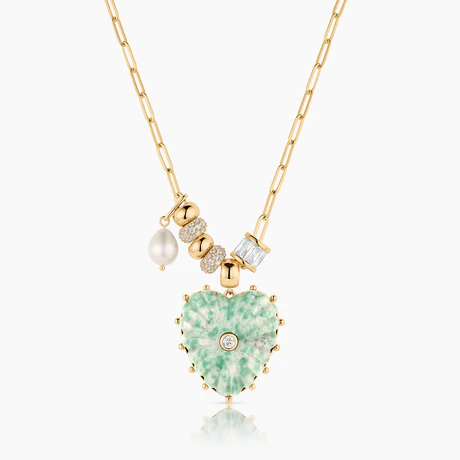 Soiree Green Dot Heart Neck
