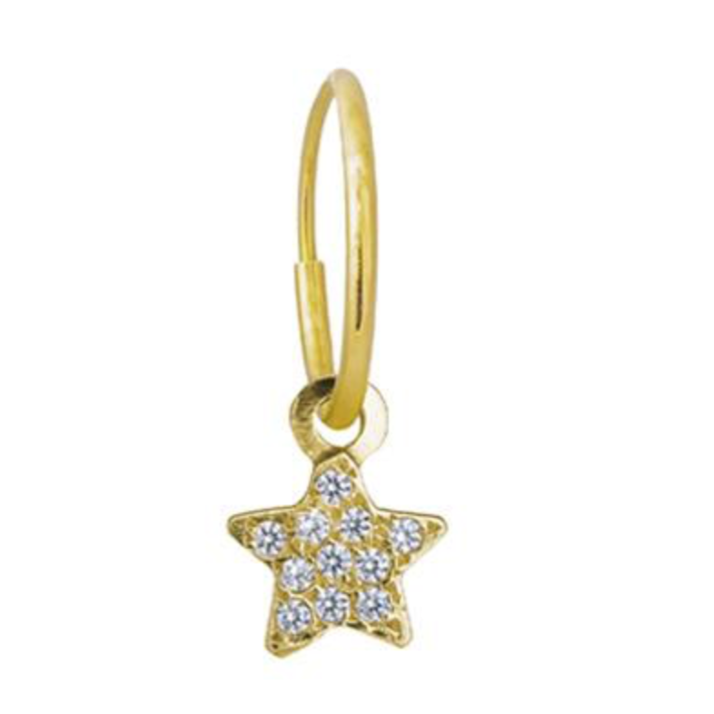 An ancient symbol of triumph of spirit over matter, our 18k Gold Pavé Tiny Center Star represents the 4 basic elements of earth, water, fire, and air, with the top point represent the 5th element, know in Latin as 