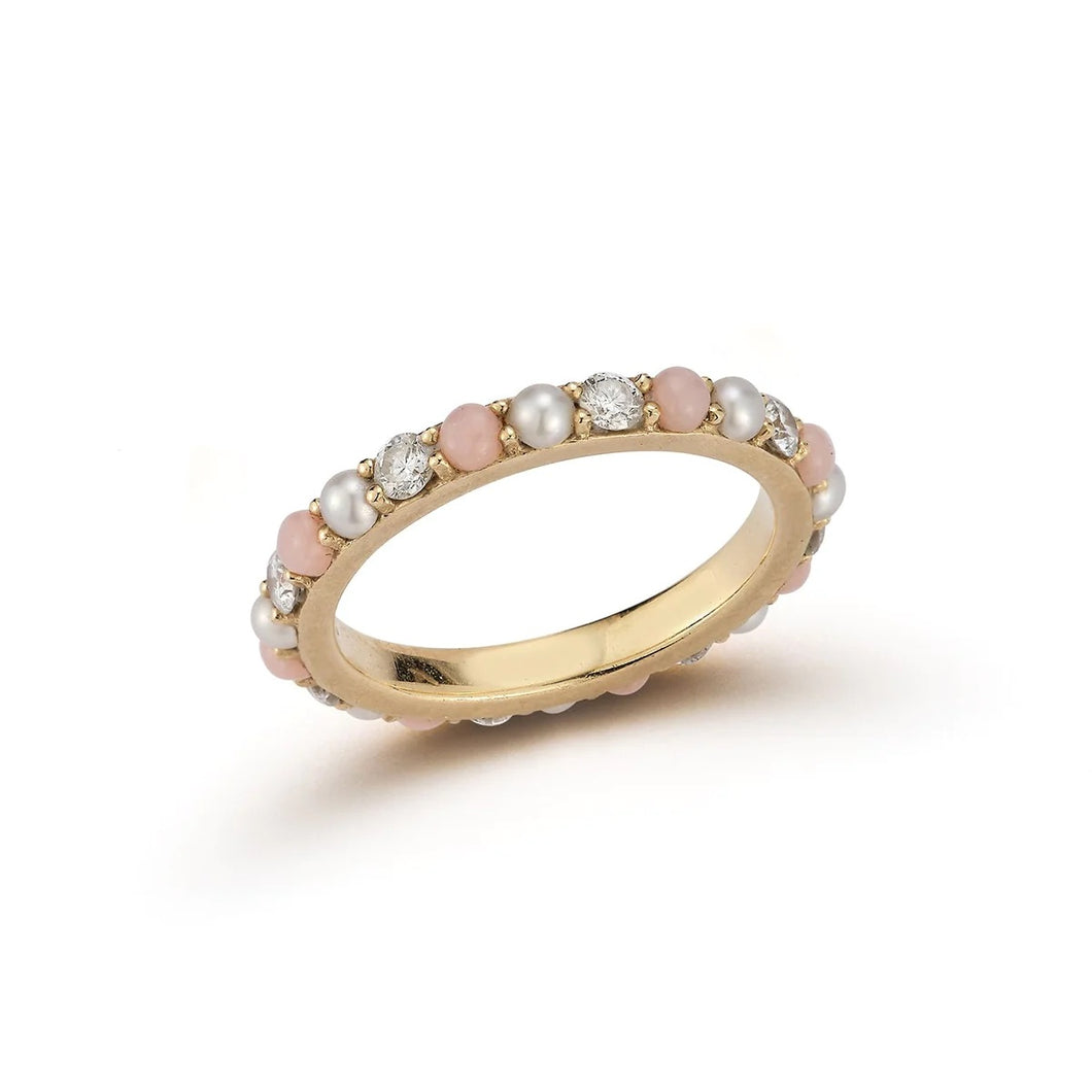 Inspired by heirloom pieces found at antique fairs and jewelry shows across the world, Storrow celebrates nostalgia and a romantic Victorian aesthetic.  14K YG  Pink Opal Pearl 53 CT HS13 Diamond