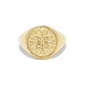 Azlee Compass Signet Coin Ring