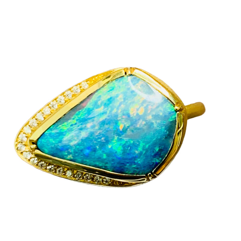 Boulder Opal Ellipse Halo Ring alternate view