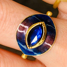 Load image into Gallery viewer, Talisman Blue Sapphire Enamel Ring
